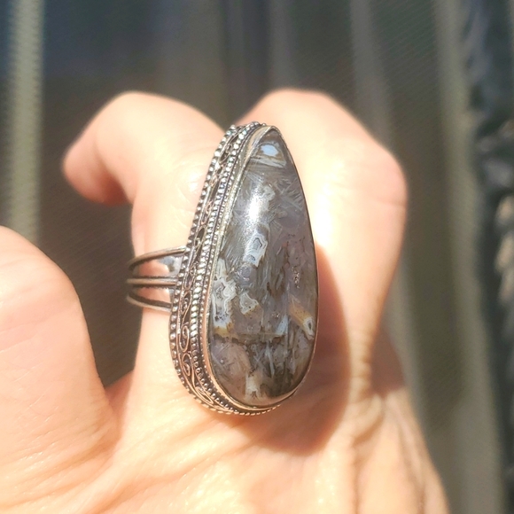 New Stick Agate 925 Silver Statement Ring. - Picture 7 of 16